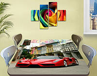 Декоративная наклейка на стол Монако машина виниловая пленка самоклейка, транспорт, красный 60 х 100 см