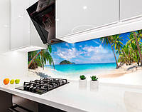 Наклейка на кухонный фартук 60 х 250 см, фотопечать с защитной ламинацией Пляж, пальмы, природа (БП-s_mp189-1)