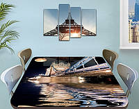Виниловая наклейка на стол Отражение моста Архитектура декоративная пленка самоклеющаяся, серый 70 х 120 см
