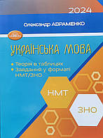 Авраменко НМТ/ЗНО 2024. Українська мова. Теорія в таблицях. Завдання у форматі НМТ. Грамота.