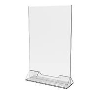 Менюхолдер EKOSTAR А4 210х297мм. Вертикальний з візитницею. Трикутна підставка.