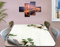 Покрытие для стола, мягкое стекло с фотопринтом, Нежные розы 100 х 100 см (1,2 мм)