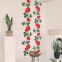 Трафарет розы на стену в гостиную, спальню, 256 х 116 см одноразовый из самоклеящейся пленки