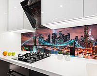 Наклейка на кухонный фартук 60 х 200 см, фотопечать с защитной ламинацией Бруклинский мост с огнями