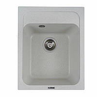 Гранітна мийка для кухні Platinum 497x398x200 KORRADO матова Біла в крапку прямокутна