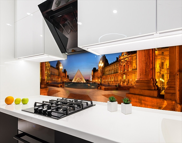 Кухонная панель на стену жесткая вечерний Париж Франция, с двухсторонним скотчем 62 х 205 см, 1,2 мм - фото 1 - id-p1951202988