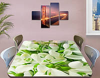 Наклейка на стол Весенние Ландыши, виниловая ламинированная пленка для декора, цветы, зеленый 70 х 120 см