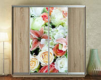 Наклейка для шкафа-купе 220 х 60 см на 2 двери композиция из цветов (БП_а_fl12668)