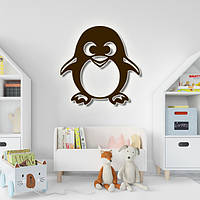 Панно 3D декоративное с объемом 15 мм для стен, Пингвин 60 х 60 см коричневое
