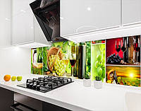 Наклейка на кухонный фартук 65 х 250 см, фотопечать с защитной ламинацией Виноград, вино, бокалы