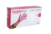 Перчатки нитриловые М нестерильные неприпудренные CEROS® "FINGERS PINK" М