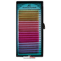 Ресницы для наращивания LEX 4 color (Gold, pink, H.pink, L-violet) 0.07 СС mix (8-12)