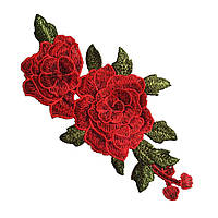 3D Роза пришивная 3D Аппликация, Большой красный пришивной цветок "Роза"  22см