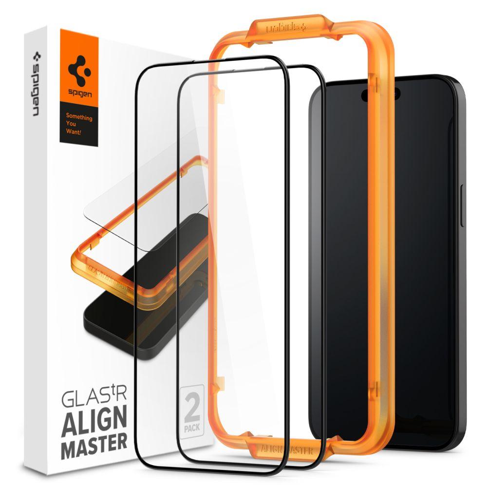 Захисне скло Spigen для iPhone 15 ALIGNmaster (2 шт), Black (AGL06906)