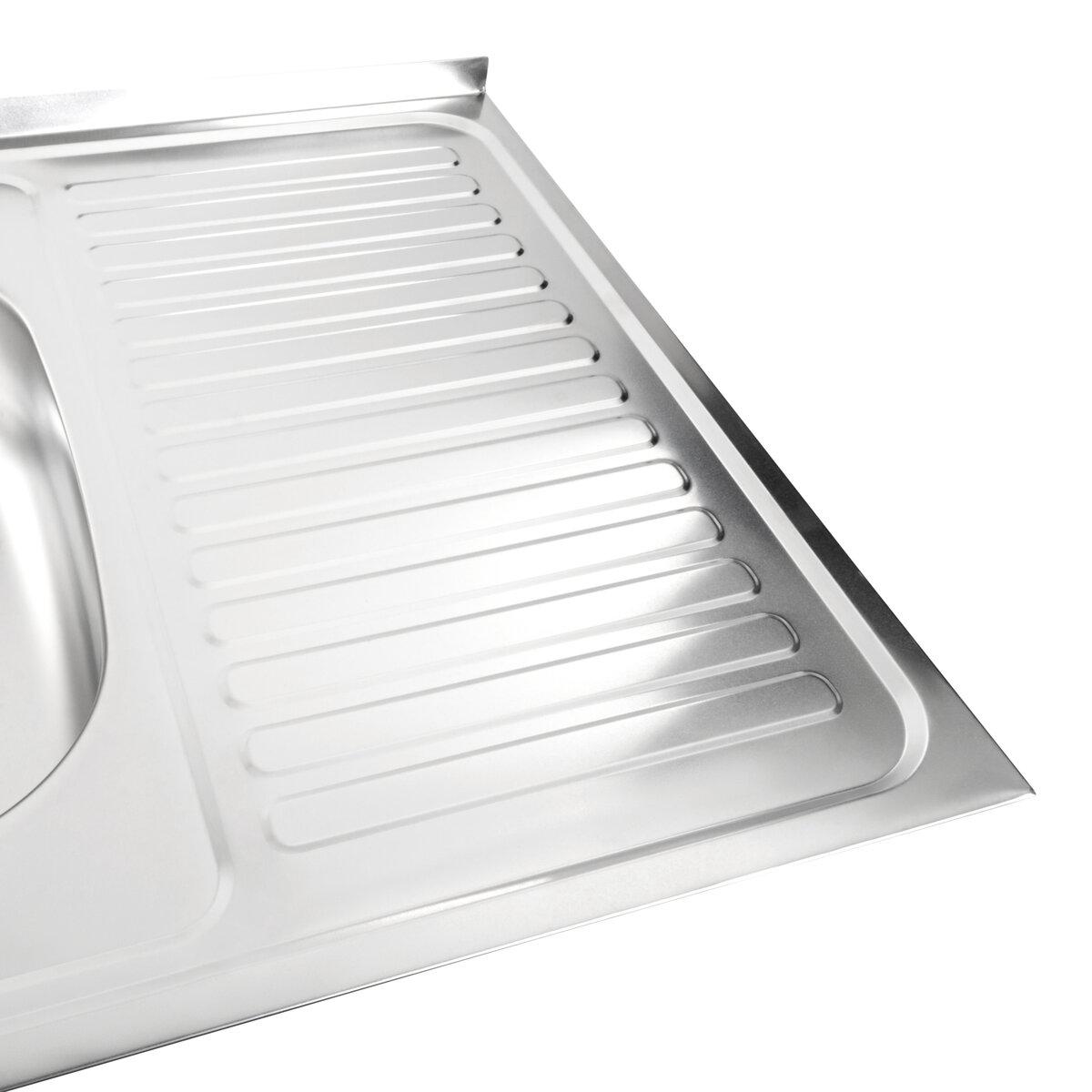 Кухонная мойка из нержавеющей стали Platinum САТИН 800x600x160 (0.5/160 мм) прямоугольная - фото 3 - id-p1951233736