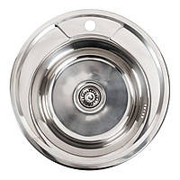 Кухонна мийка з нержавіючої сталі Platinum ПОЛИРОВКА 490 (0,8/180 мм) кругла