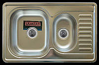 Кухонна мийка з нержавіючої сталі з додатковою чашею Platinum ДЕКОР 780x500x180 (0,8/180 мм) прямокутна