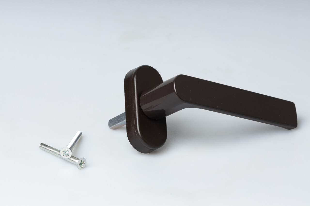 Ручка віконна Astex для металопластикового вікна WH 007 коричневий (РАЛ 8019), фото 1