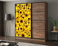 Наклейка на шкаф-купе 220 х 102 см на 1 дверь желтые цветы (БП_с_pol_fl169)