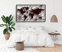 Панно 3D декоративное с объемом 15 мм для стен, Карта мира 60 х 102 см коричневое