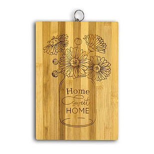 Кухонна дошка бамбукова з гравіюванням Home sweet home 22х32 хрдг0004у Тур-Колекшн