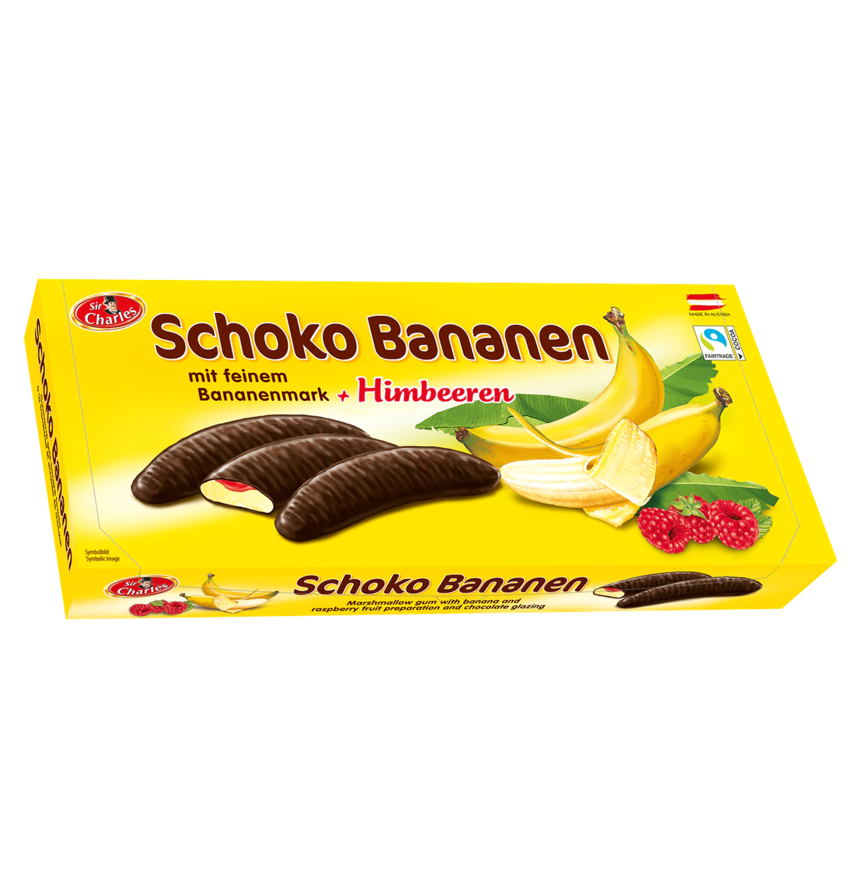 Шоколадні цукерки Chocolate bananas with raspberry 300 g, фото 1
