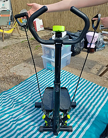 Степер зі зручними ручками, еспандерами та стійкою Hop-Sport HS-055S Noble lime, для дому та спортзалу.