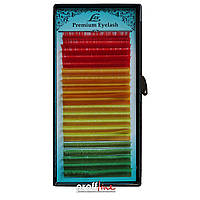 Ресницы для наращивания LEX 4 color (red, orange, yellow, y-green) 0.07 СС mix (8-12)