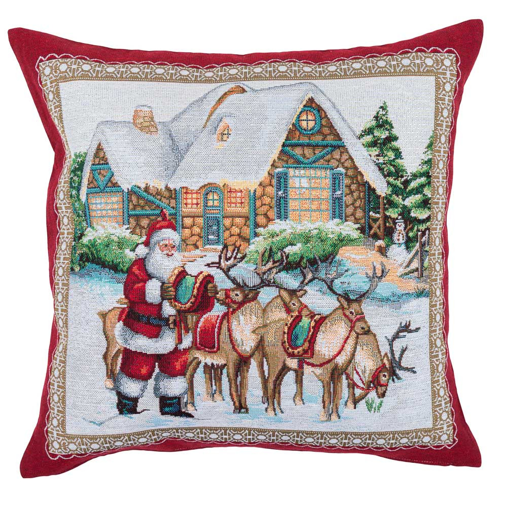 Декоративна наволочка Новорічна 45х45 см, гобелен FROSTY, фото 1