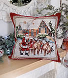 Декоративна наволочка Новорічна 45х45 см, гобелен FROSTY, фото 2