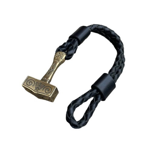 Чоловічий шкіряний браслет МОЛОТ ТОРА No2 ручної роботи Gorillas Accessories, фото 1