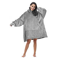 Толстовка-плед с капюшоном Huggle Ultra Plush Blanket Hoodie Серая