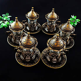 Турецький сервіз Армуди Чай/Кава. 6 склянок Бронза