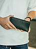 Чоловічий клатч портмоне зі шкіри на кнопках Зелений 6 відділень для карток | 2 відділень для купюр + Монетниця, фото 2