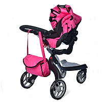 Прогулянкова коляска для ляльки з сумкою та люлькою перенесенням Stokke Melogo 9631 Рожевий