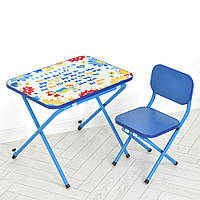 Складной столик - парта со стульчиком с цифрами и алфавитом Bambi M 4910-4 синий