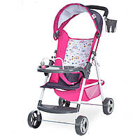 Прогулочная коляска для куклы с козырьком и столиком бампером FiVEoNiNE T715021 Серо-розовая