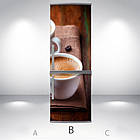 Вінілова наклейка на холодильник, з чашками кави, 180х60 см - Лицьова (В), з ламінуванням, фото 3