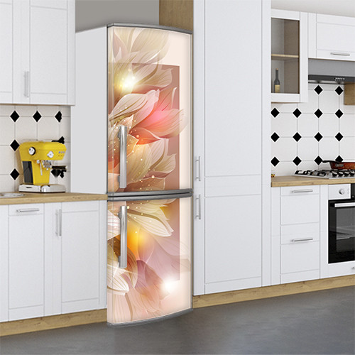 Наклейка на холодильник, квітковий мотив, 180х60 см - Лицьова (В), з ламінуванням