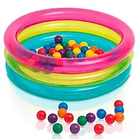 Детский надувной бассейн с шариками Intex 48674 для маленьких деток 86-25 см на 3 кольца