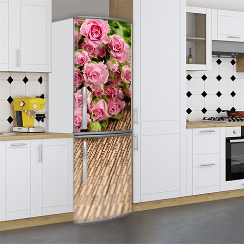 Наклейки на холодильник, квіти троянди, 180х60 см - Лицьова (В), з ламінуванням