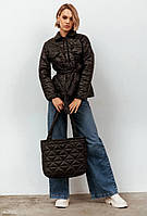 Стеганая женская куртка с сумкой в подарок! Monkler плащівка + 150 синтепон, 42-44, 46-48, 50-52, 54-56