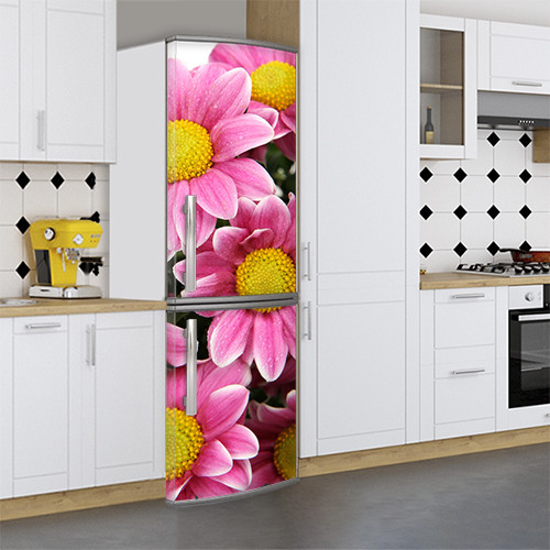 Наклейки на холодильник, квіти ромашки, 180х60 см - Лицьова (В), з ламінуванням