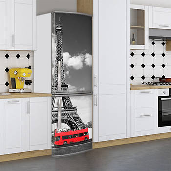 Вінілова наклейка на холодильник, париж з Ейфелевою вежею, 180х60 см - Лицьова (В), з ламінуванням