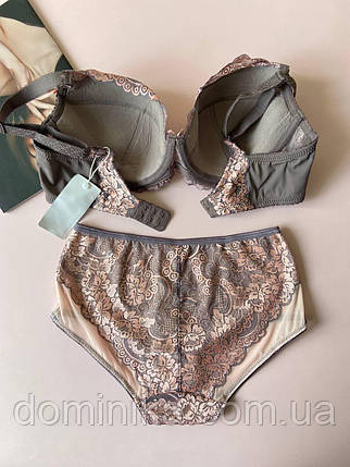 80Е Сіро рожевий комплект жіночої білизни на чашку Е великого розміру, фото 2
