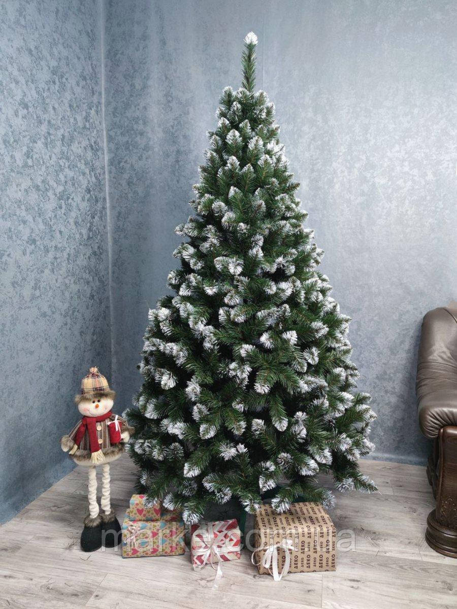 Ялинка штучна з білими кінчиками з підставкою 1,8м 180см
