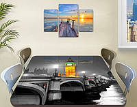 Виниловая наклейка на стол Биг-Бен и серый Лондон самоклеющаяся двойная пленка декор, серый 60 х 100 см