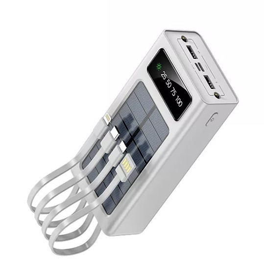 Зарядний пристрій повербанк 30000 mah A88 Solar Charger з функцією швидкого заряджання, дисплеєм та ліхтариком