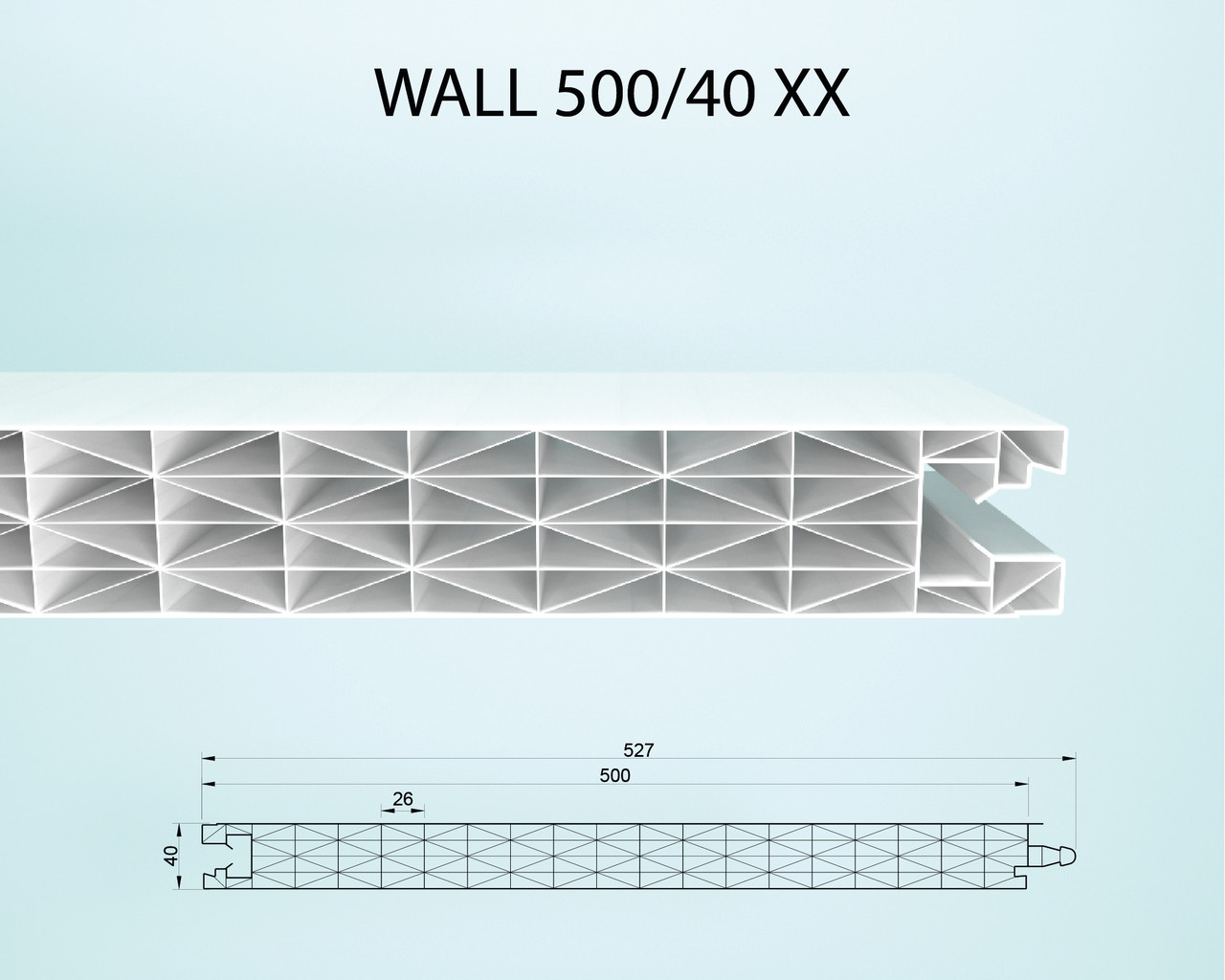 Фасадна модульна система WALL 500/40мм ХХ прозора, фото 1