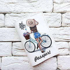 Обкладинка на паспорт Дівчинка з велосипедом